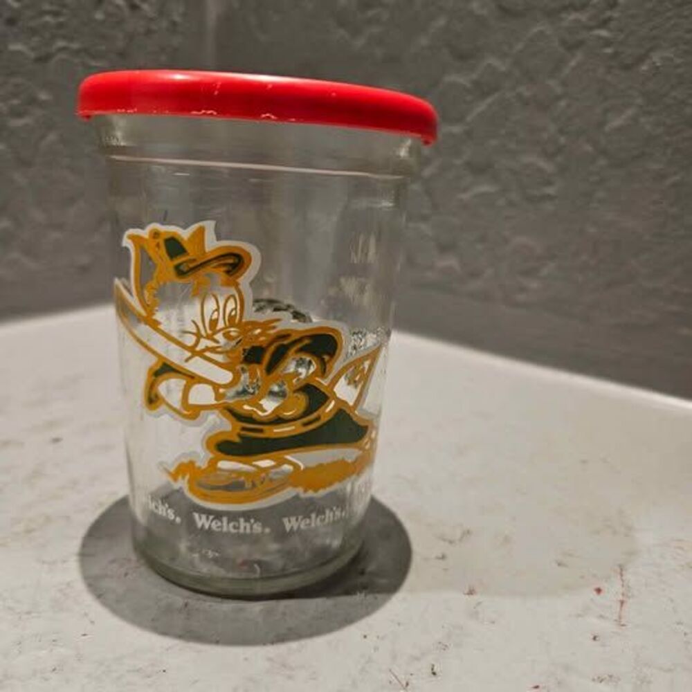 Tom & Jerry Baseball Jelly Jar Glass Cup Animation Art Character 1991 Welch's